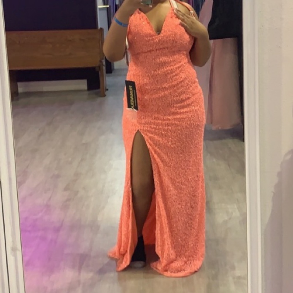 Sequined peach dress